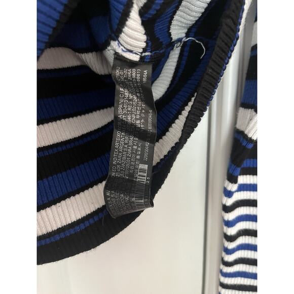 Zara Women's Blue and Black Knit top size S Striped - Picture 3 of 7